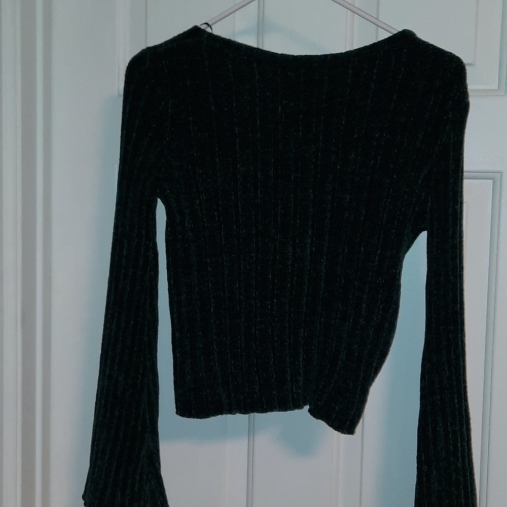 Bobbles & lace forest green ribbed chenille sweater sz M NWT!